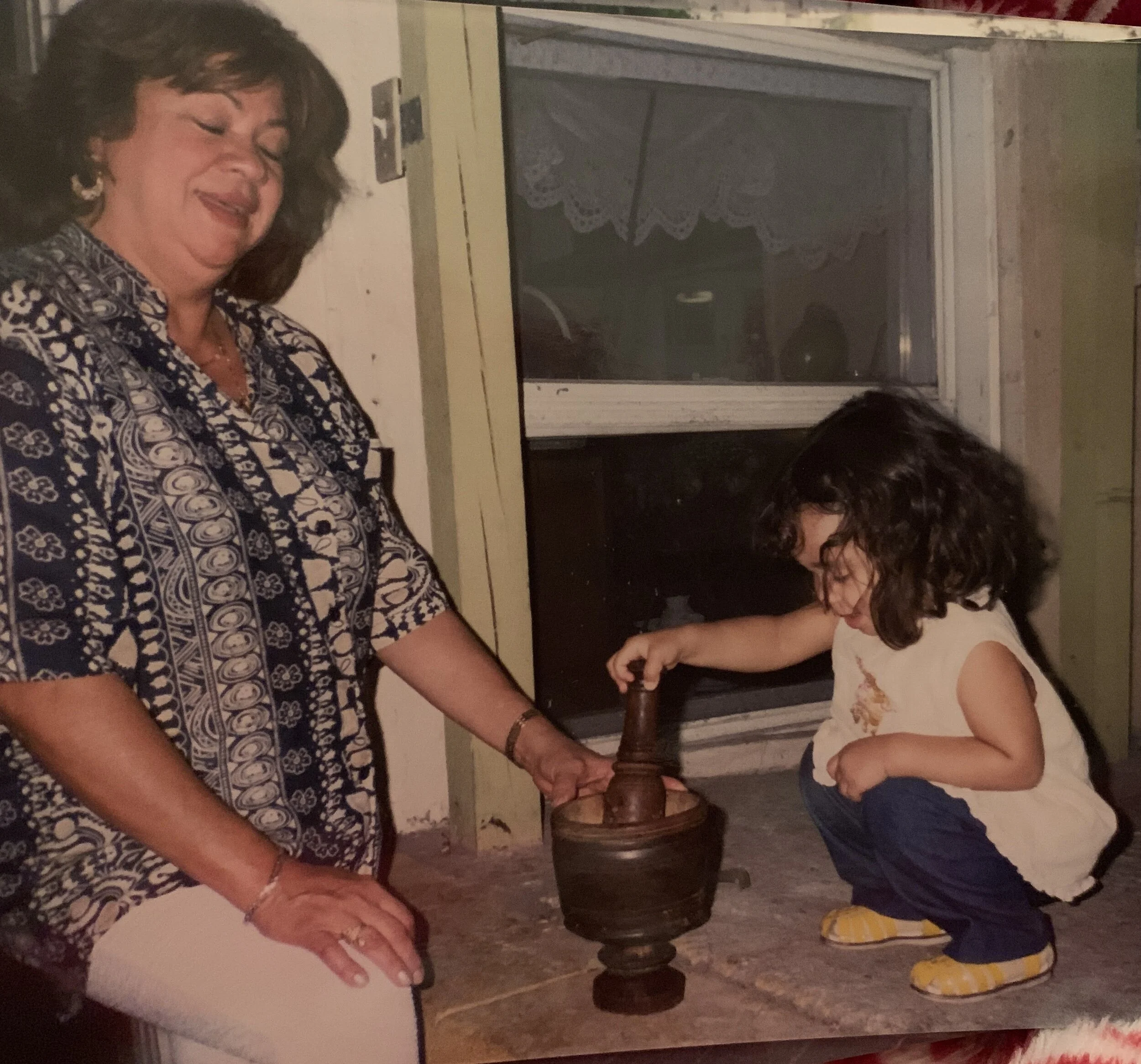 Me with Mima learning how to use a pilon