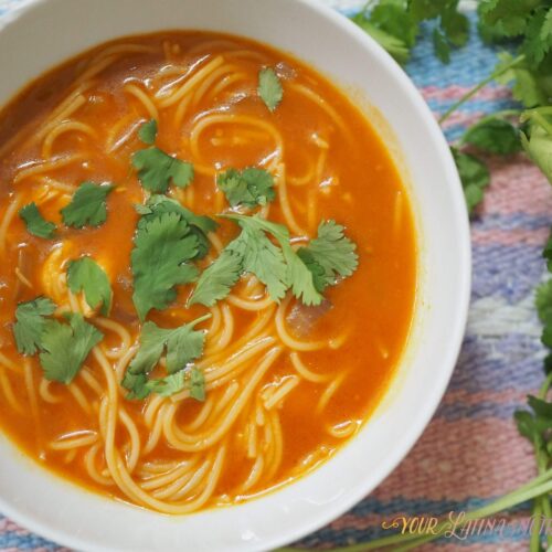 Photograph of completed Sopa de Fideo recipe